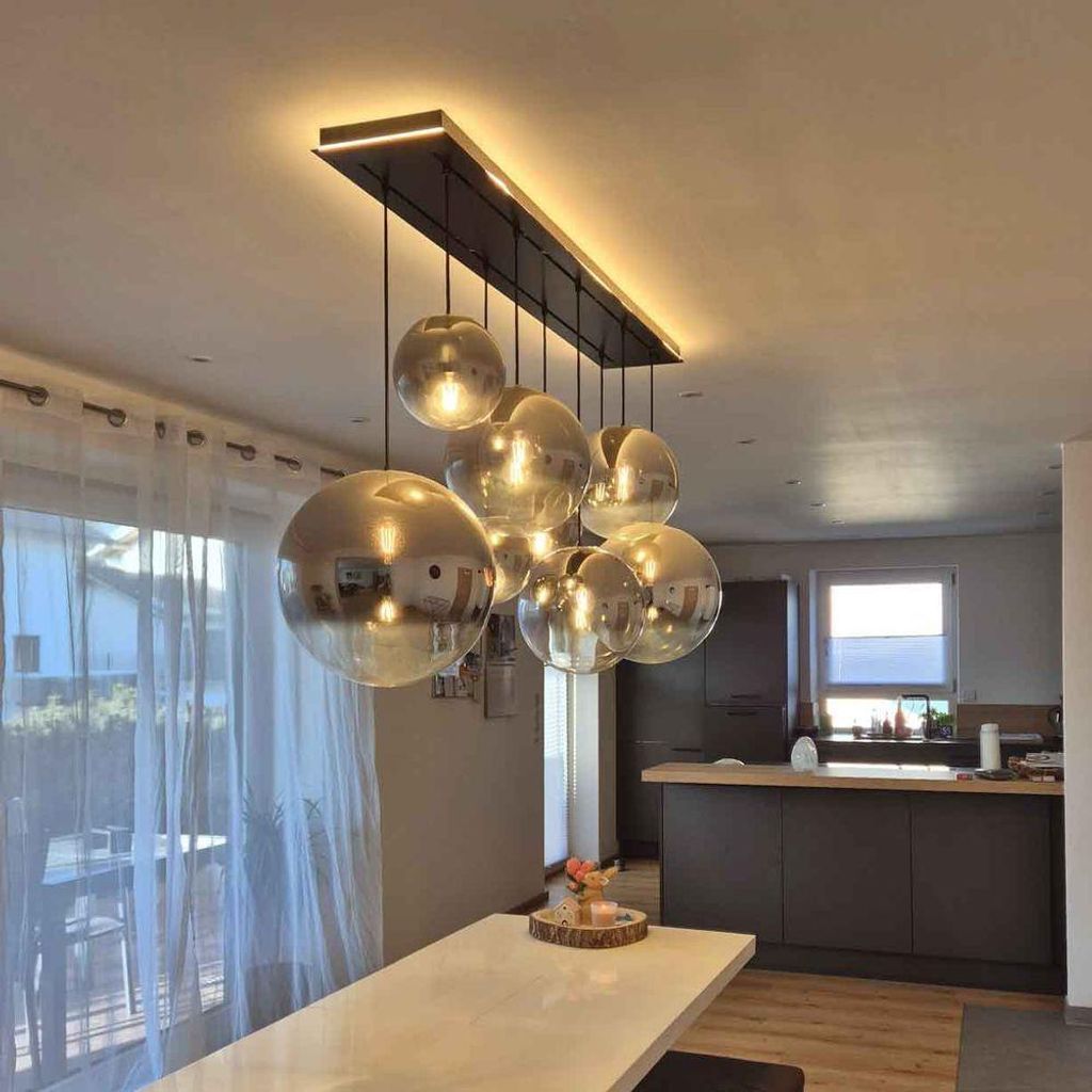 s.luce Orb Esstisch-Hängeleuchte 12-flammig 180cm Esstischlampe 2-reihig Rund