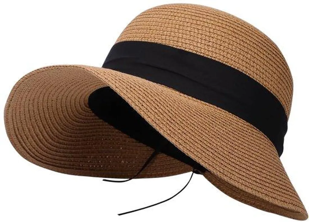 Capeline en paille marron à grands bords - Chapeau de soleil chic femme