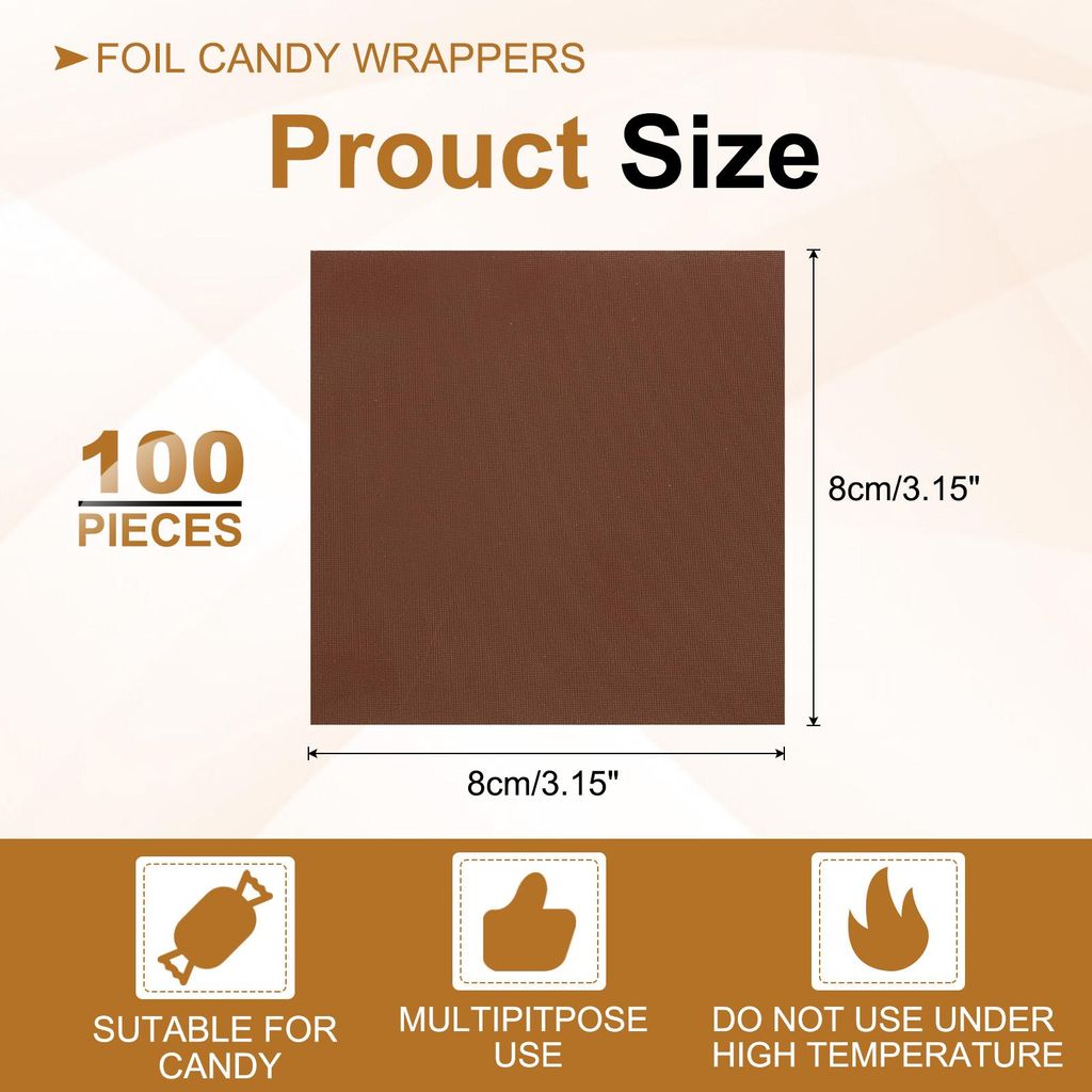 100 Stš¹ck Folie Papier Wrapper, 8x8cm Aluminiumfolie Bonbonpapier, Schokolade Verpackungen fš¹r Bonbonpapier Ostern, Sš¹?igkeiten und Pralin...