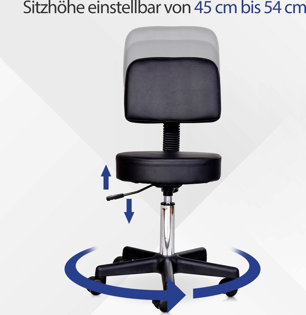 HOMCOM Rollhocker Höhenverstellbarer Arbeitshocker mit Produktbild 7
