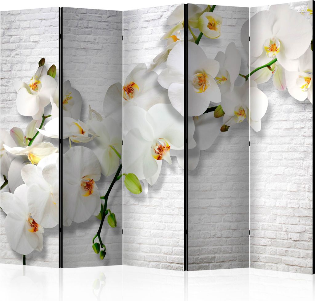 5-teiliger Doppelseitiger Vlies Paravent - The Urban Orchid II 225x172 cm Blumen b-A-0089-z-c