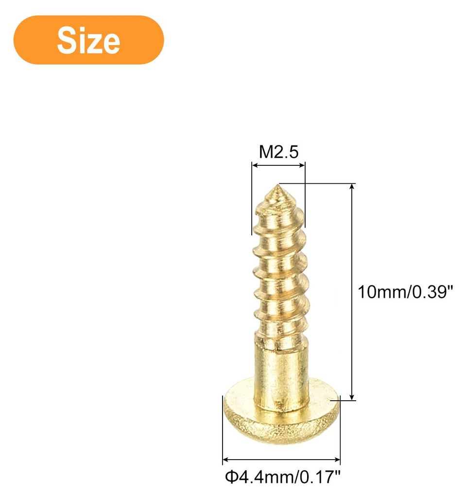 20 Stš¹ck Schlitz Rundkopf Holzschrauben M2,5 x 10mm Messing Linsenkopfschrauben Halbrundkopf Selbstschneidende Schraube