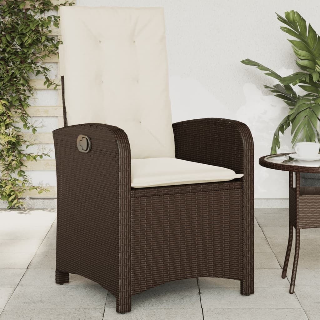 Hochwertigen Möbel Gartenstühle - Braun Gartensessel mit Kissen 2er-set Verstellbar Braun Poly Rattan NEU4708939