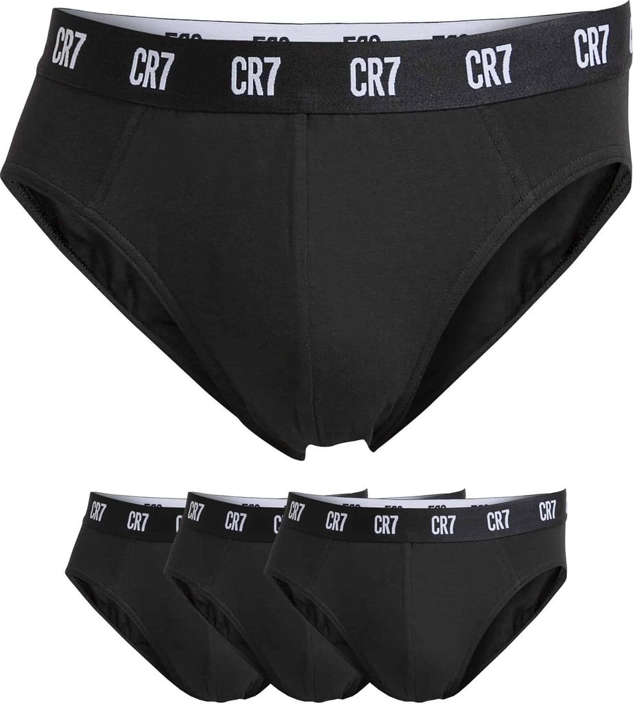 CR7 Herren Slips, 3er Pack - Briefs, Logobund, Stretch Baumwolle Schwarz XL
