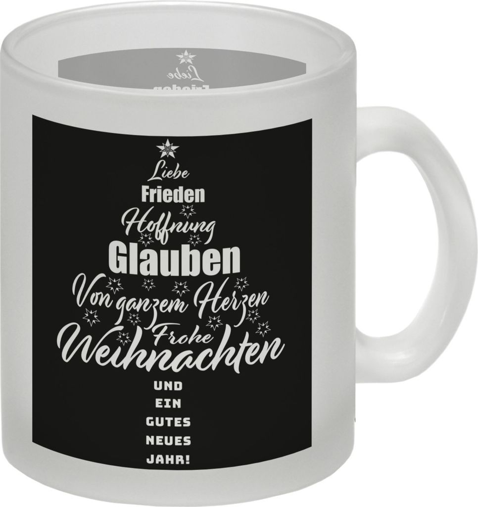 Frohe Weihnachten Glas Tasse und gutes neues Jahr