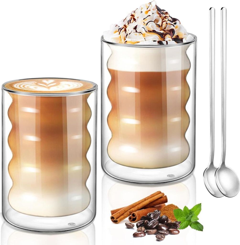 Doppelwandige Kaffeegläser 350ml - Latte Macchiato 2er Set Produktbild 