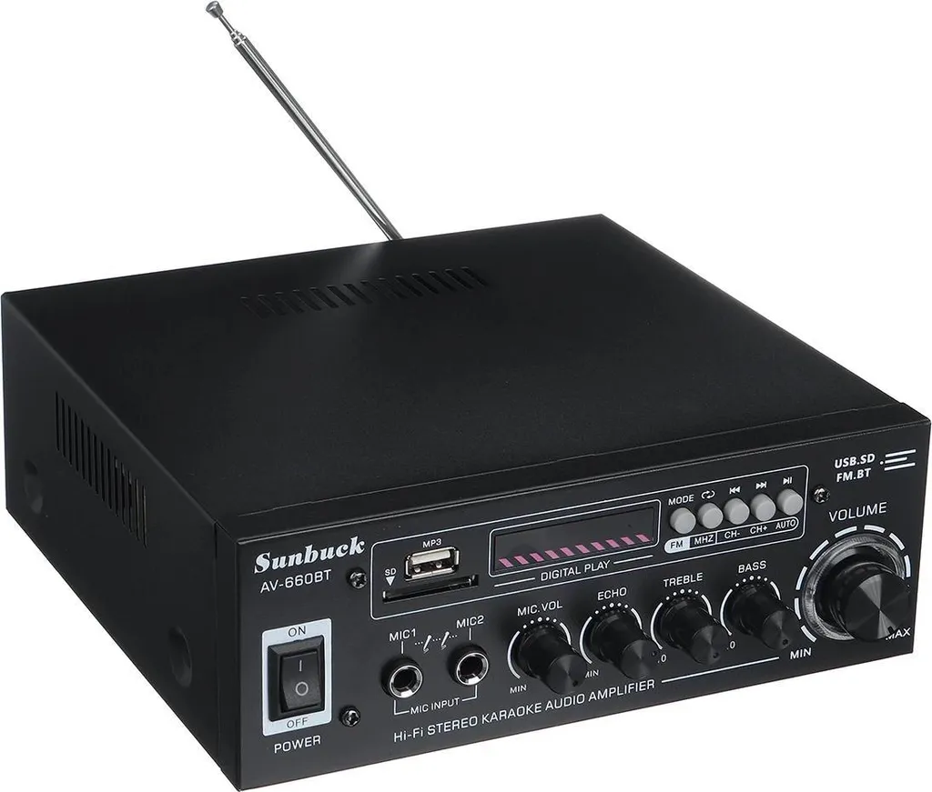 Ampli audio Bluetooth pour voiture et bateau avec réglage des basses