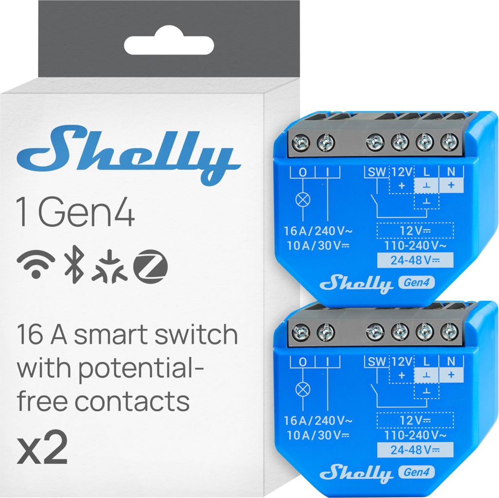 Shelly 1 Gen4 - WLAN Smart Relais Schalter, Potentialfreier Produktbild 