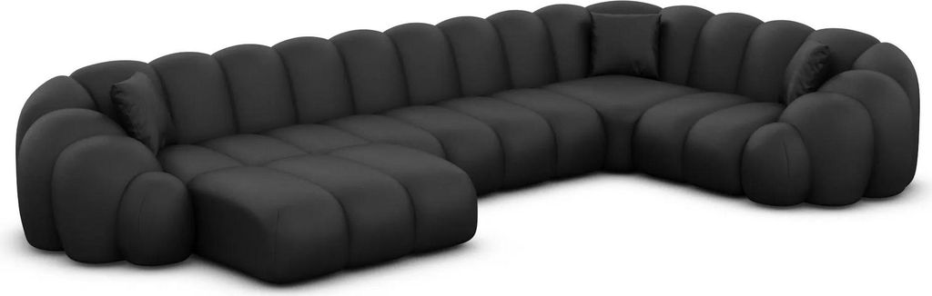 Kunstleder U-Form XL Wohnlandschaft Liora Schwarz Links