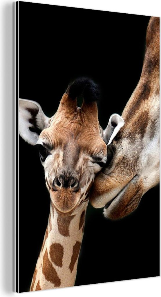 MuchoWow Wanddekoration Metall Metallbild Wandkunst 60x90 cm Giraffe - Tiere - Schwarz - Porträt - Tiere MuchoWow Aluminium Gemälde - Wandbilder ...