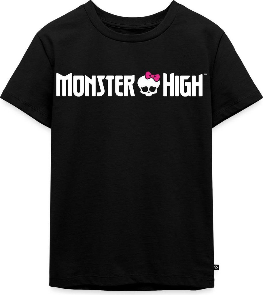 Spreadshirt Monster High Offizielles Logo Mit Totenkopf Kinder Premium T-Shirt, 110/116 (4 Jahre), Schwarz