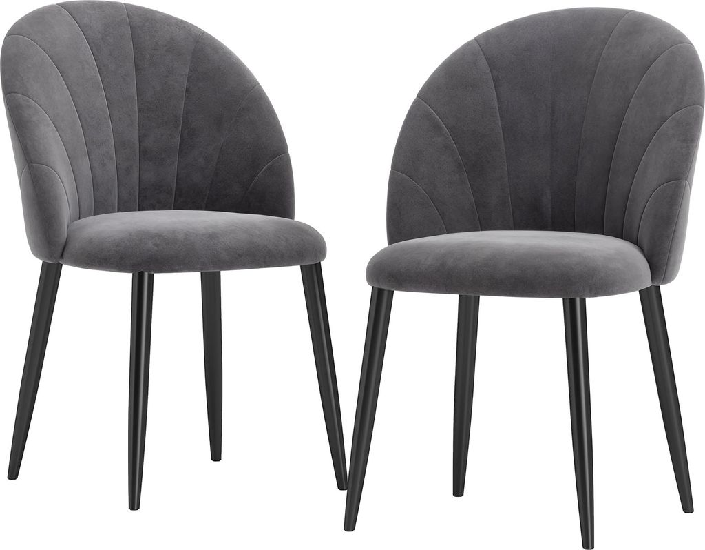 2er-Set Retro-Samtstühle Grau 52x54x79 cm für Esszimmer & Küche
