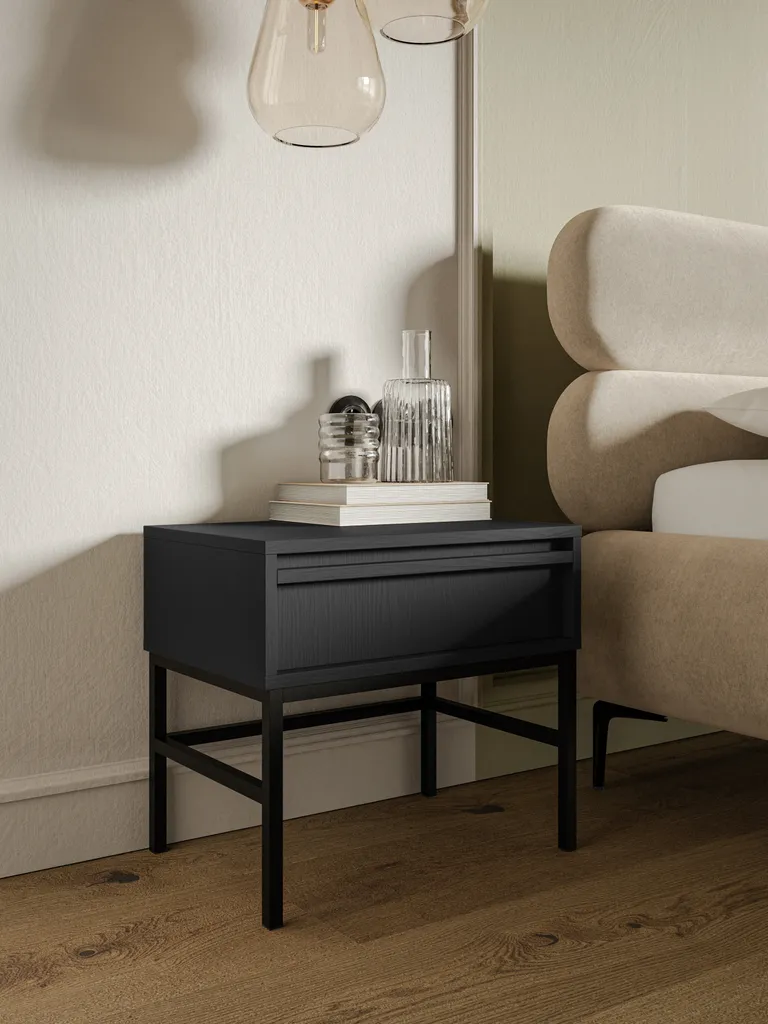 Table de nuit 50 cm Selsey Evo noire pour chambre moderne et loft