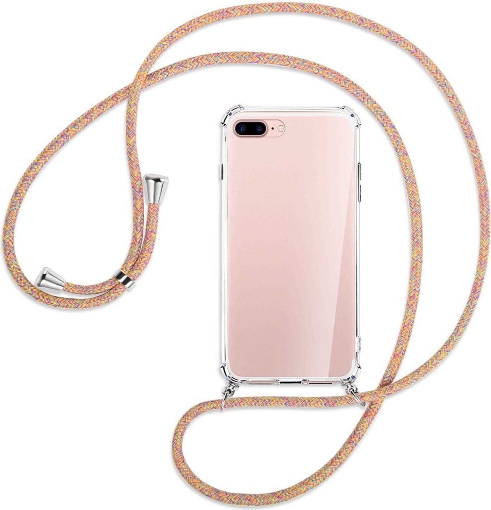 Handykette Backcover-Schutzhülle mit Band (Metall silberfarben) für Apple iPhone 7 Plus / 8 Plus - Rainbow