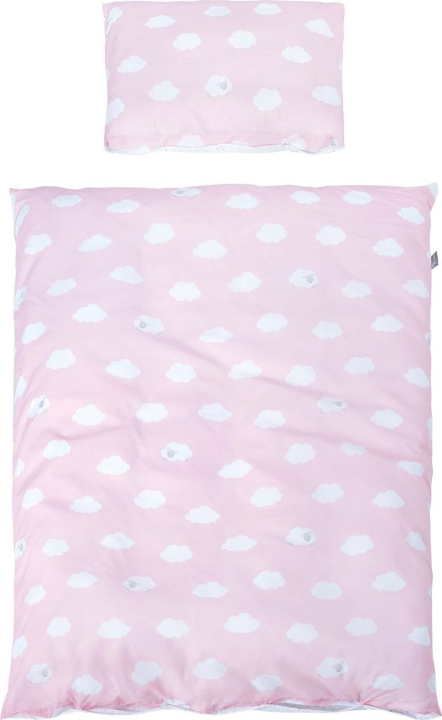 roba Bettwäsche 2-tlg, Kollektion 'Kleine Wolke rosa', Kinderbettwäsche 100x135 cm, 100% Baumwolle