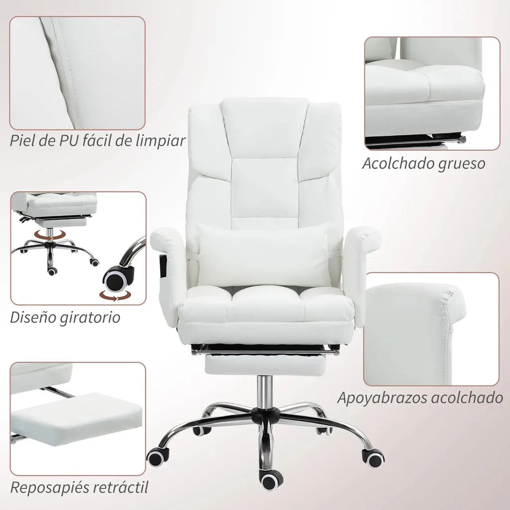 Siège de bureau confortable blanc pour télétravail et relaxation - 8
