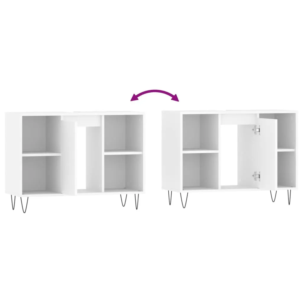 Mobiletto da Bagno vidaXL 80cm Bianco - Alta Resistenza e Stabilità - 9