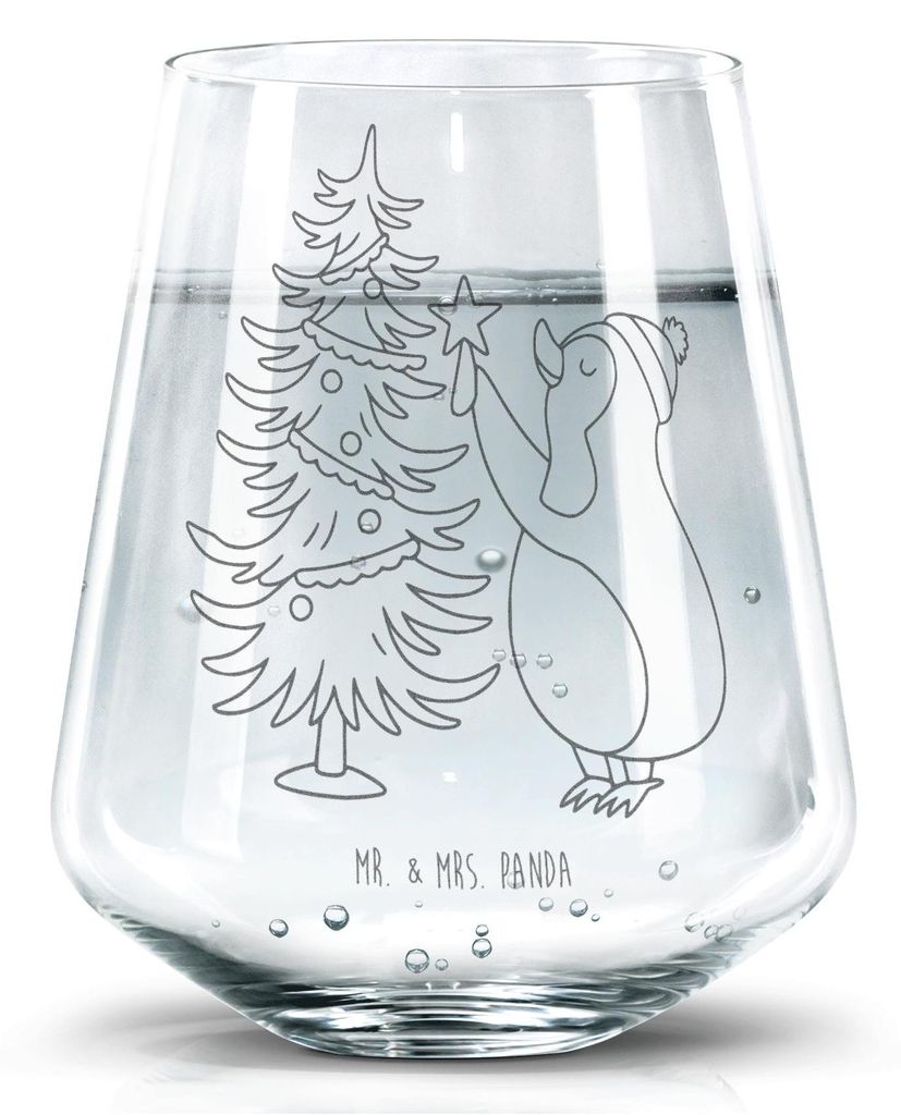 Mr. & Mrs. Panda Allzweckglas Pinguin Weihnachtsbaum - Transparent - Geschenk, Trinkglas, Weihnachten, Tumbler Glas, Wasserglas, Winter, Becherglas...