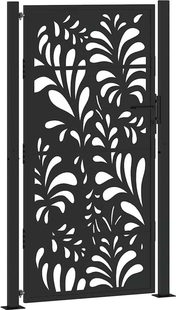 vidaXL Gartentor Schwarz 100x175 cm Stahl Wellendesign
