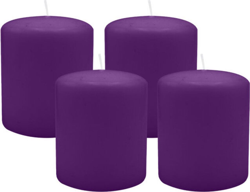 4er Set Adventskranzkerzen Violett Ø 100 x 120 mm