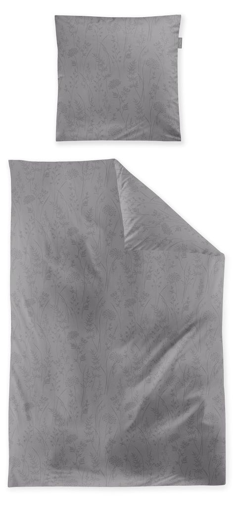Irisette Premium Jacquard Bettwäsche Rio 135x200 Gräser graphit uni 8643-12