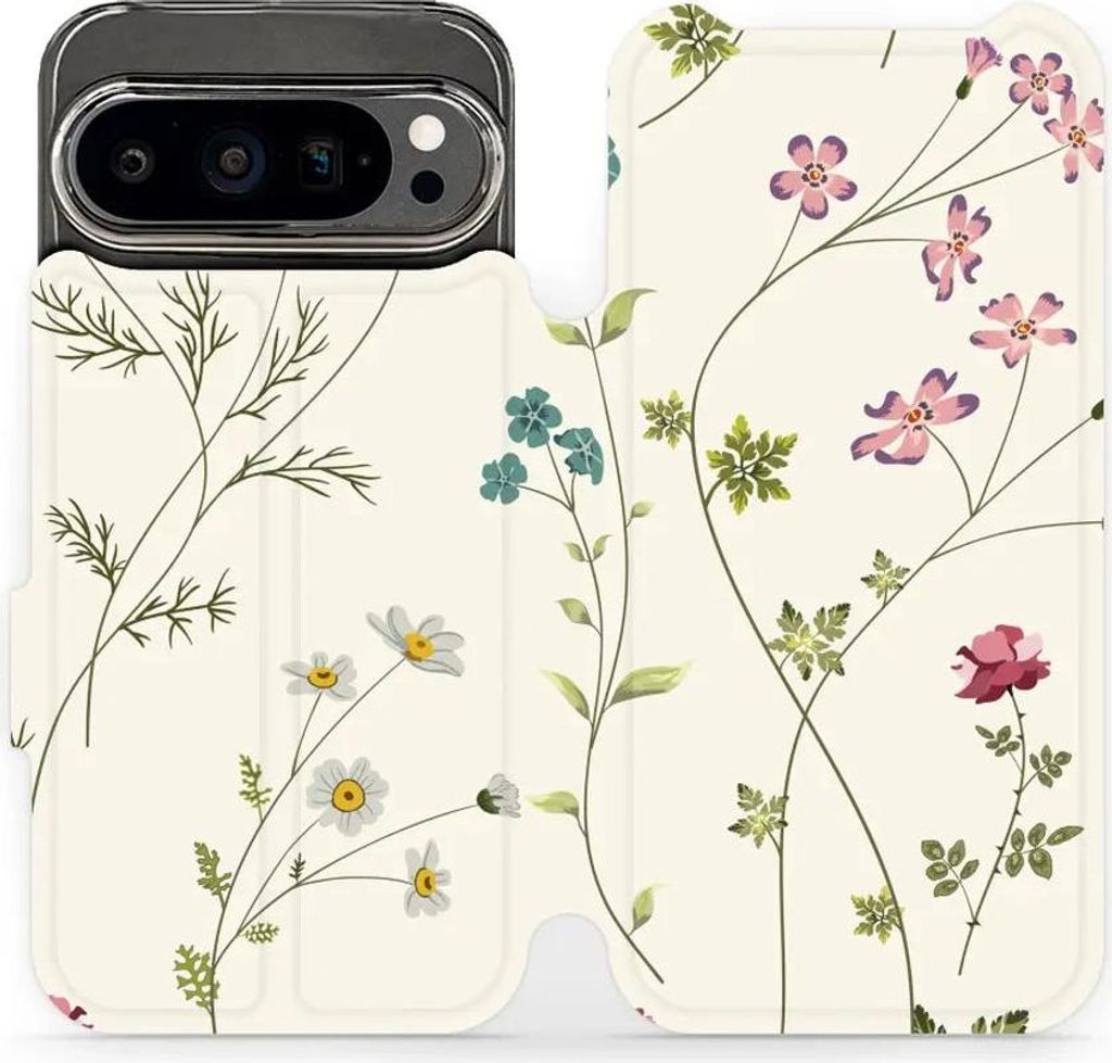 Handyhülle mit klappe für Google Pixel 9 Pro, Mobiwear Book, Feldblumen