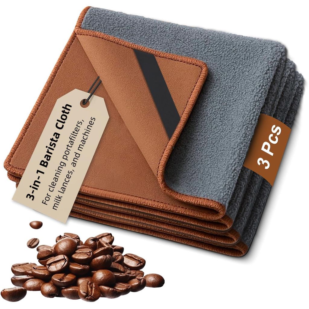 3-teiliges Barista-Tuchset, 30x30cm Mikrofasertücher, doppelseitige, hoch saugfähige Tücher zur Reinigung von Dampflanzen, Siebträgern und Kaff...