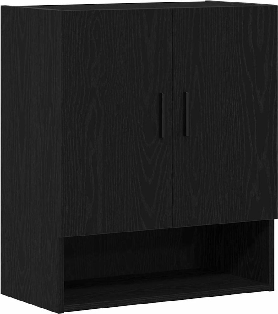Wandmontierter Schrank Schwarz Eichen-Optik 60 x 31 x 70 cm