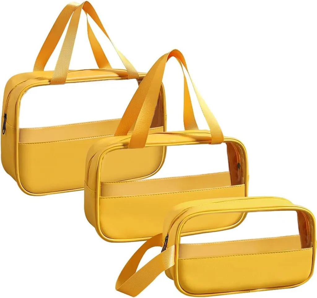 Pochette de voyage transparente pour avion et cosmétiques étanche 3 kits