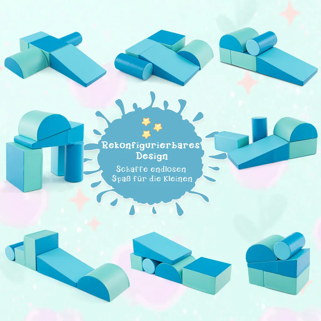 Cubes Géants en Mousse Souple et Durable - Lot de 5 Modules de Jeu Bleu - 5