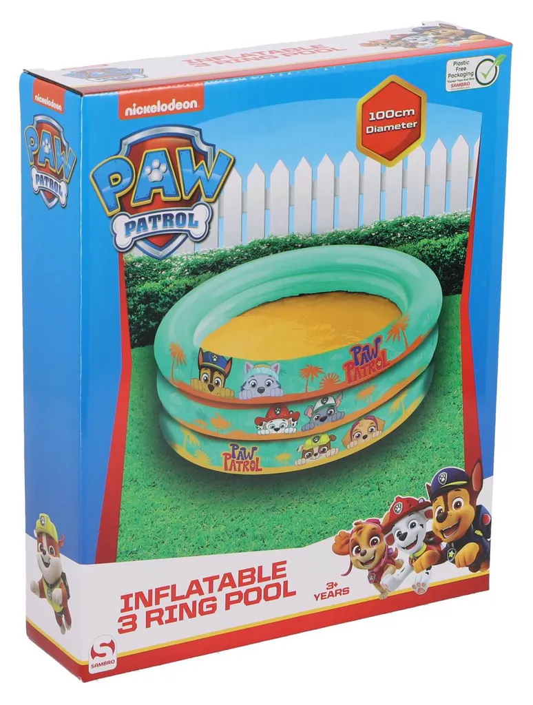 Piscine Paw Patrol 100 cm en Vinyle Robuste - 3 Anneaux de Protection