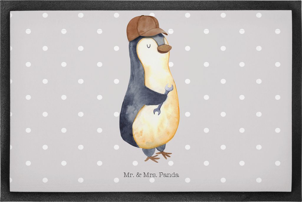 Mr. & Mrs. Panda fußmatte Wenn Papa es nicht reparieren kann, sind wir am Arsch 50 x 75 cm - Grau Pastell - Geschenk, Gummimatte, Dad Bester Vater...