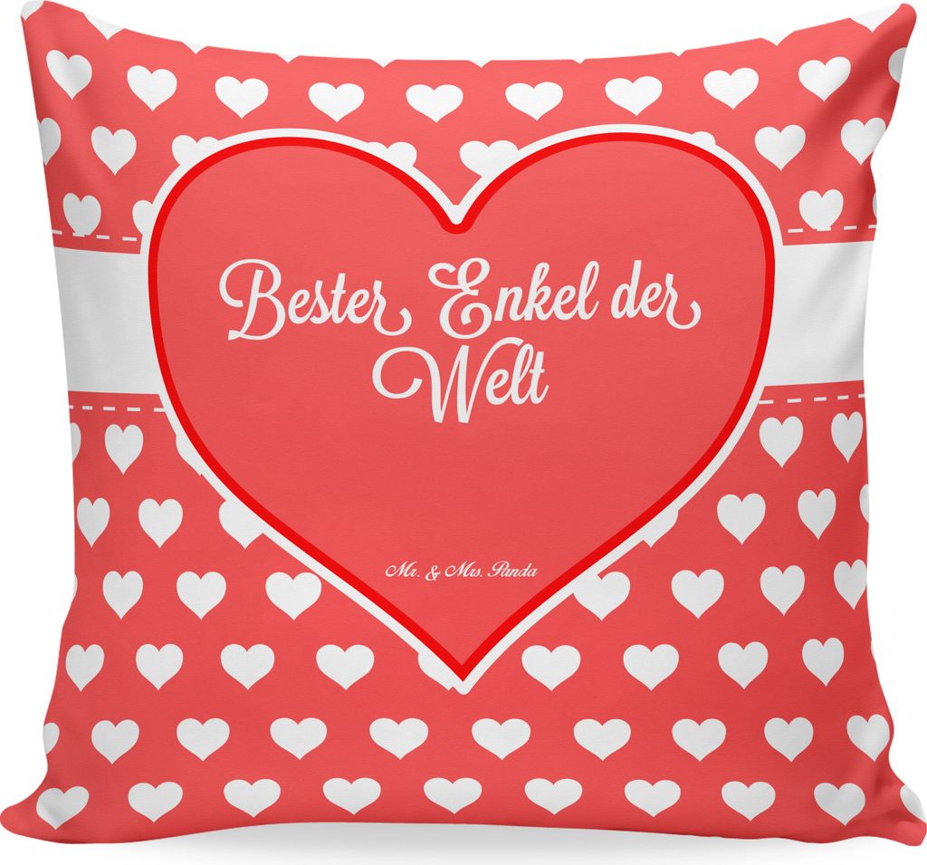 Mr. & Mrs. Panda Kissen 40x40 Enkel - Geschenk, Kind von Sohn, bedruckt, Tochter, Dekokissen Sofa, kuschelkissen, Taufe, Polster, Enkelkind, Polste...
