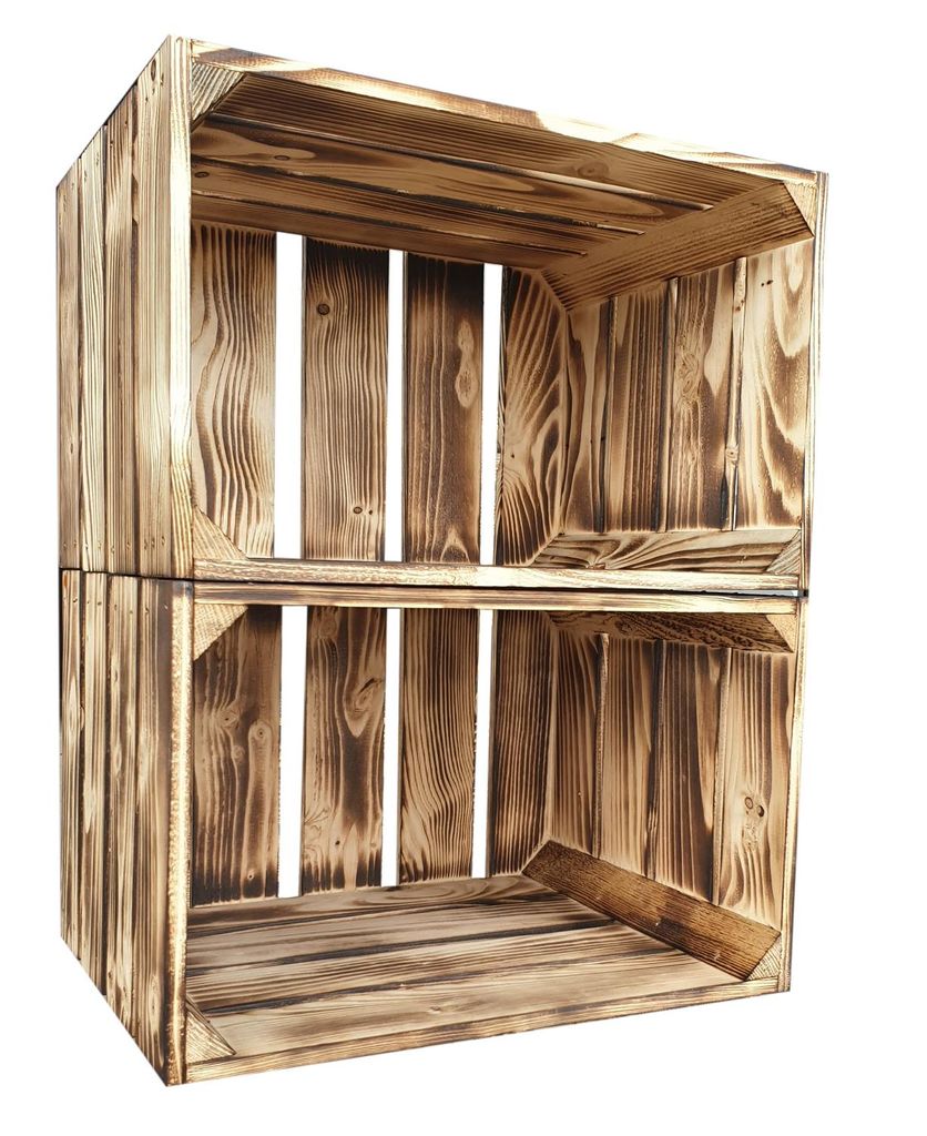 2er Set Geflammt Holzkisten 25 x 40 x 30 cm massive Weinkisten in vielen Farben zur Auswahl Holz Kisten Obstkisten Apfelkisten, holzregal.