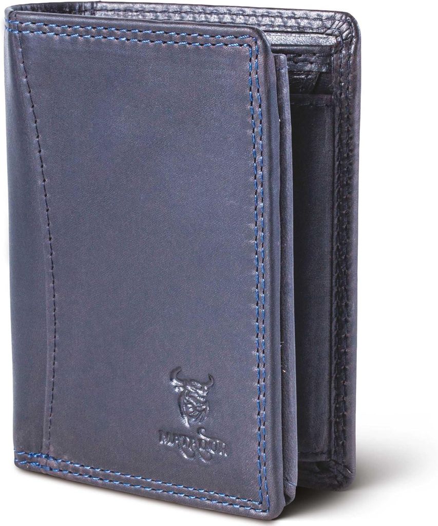 Kompakte Leder Geldbörse mit RFID Schutz Münzfach Slim Wallet Kartenetui Mini Portemonnaie mit Geschenkbox für Damen und Herren