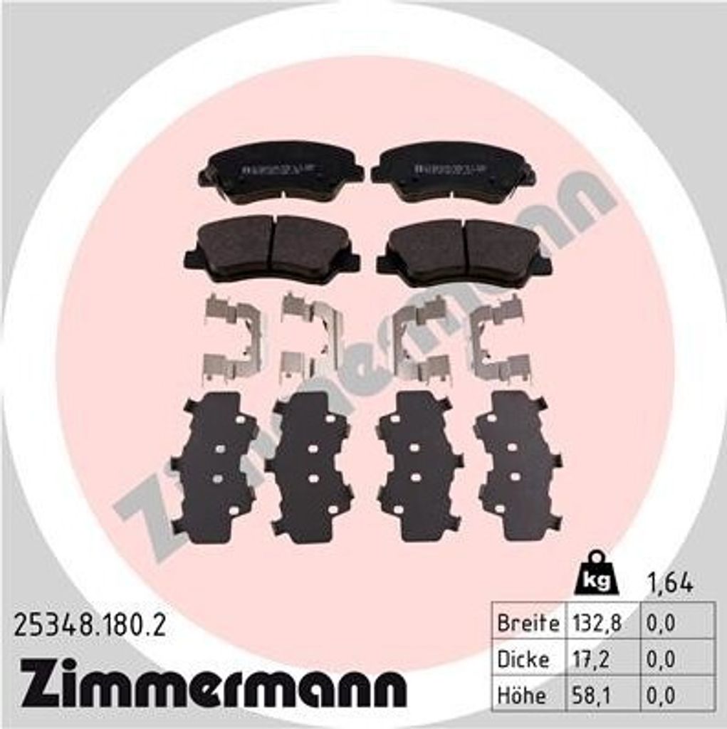 ZIMMERMANN Bremsbeläge Satz Vorne Bremsklötze für HYUNDAI i20 Schrägheck (GB, IB) 25348.180.2