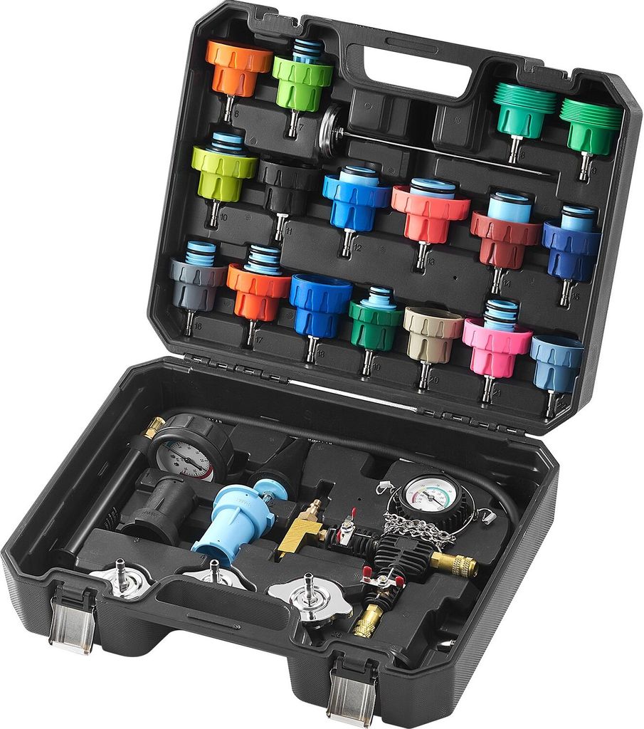 28-teiliges Kühlerkühlmittel-Druckprüfer-Set Abdrückgerät, Abdrücken Tester Kühlwasser Befüllgerät, Kühler Entlüftungsgerät Kühlsystem...
