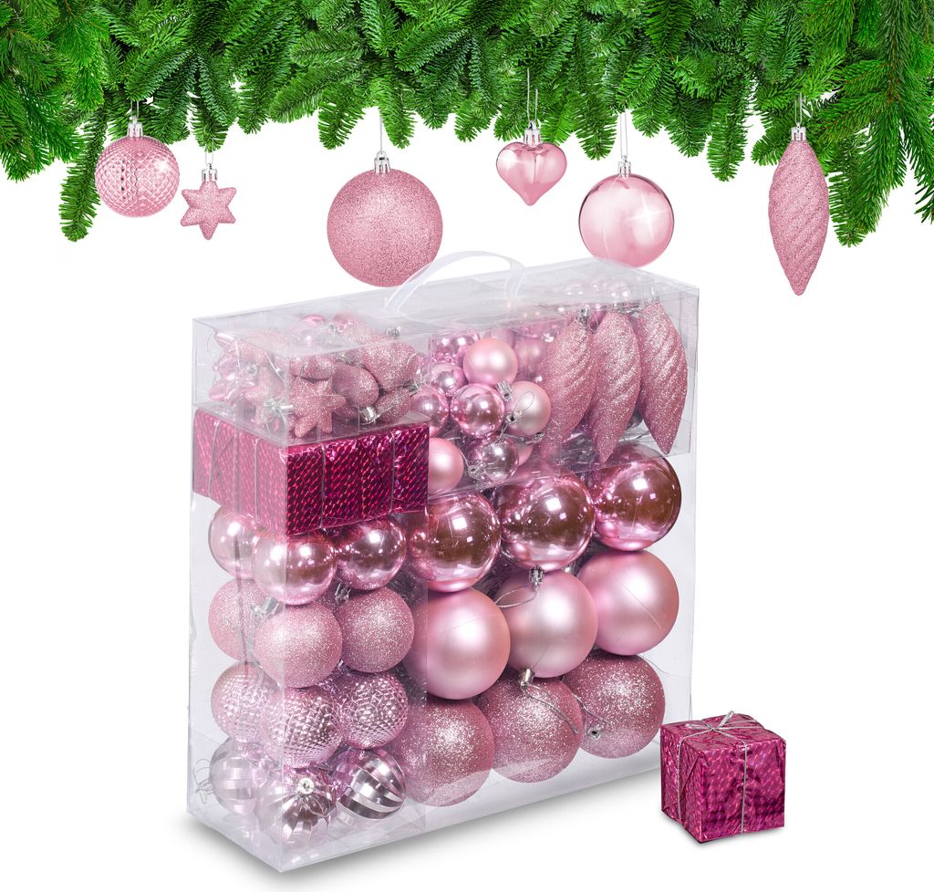 Relaxdays Weihnachtskugeln 110er Set, Kunststoff, Produktbild 