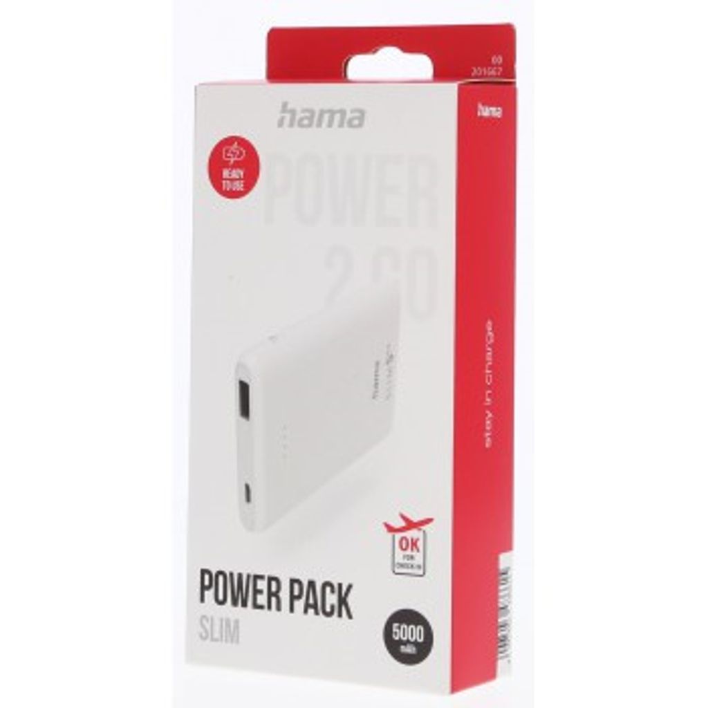 Power Pack "SLIM 5HD" 5000mAh, Ausgang: USB-A, Weiß Produktbild 2