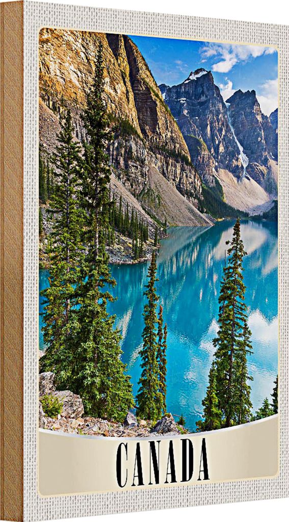 Holzschild Reise 20x30cm Kanada Europa Schnee Winter Meer