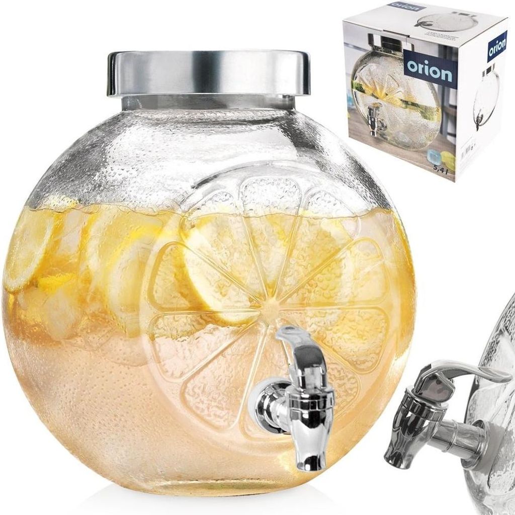 Glasbehälter mit Zapfhahn für Getränke, Limonade, Zitrone, Produktbild 