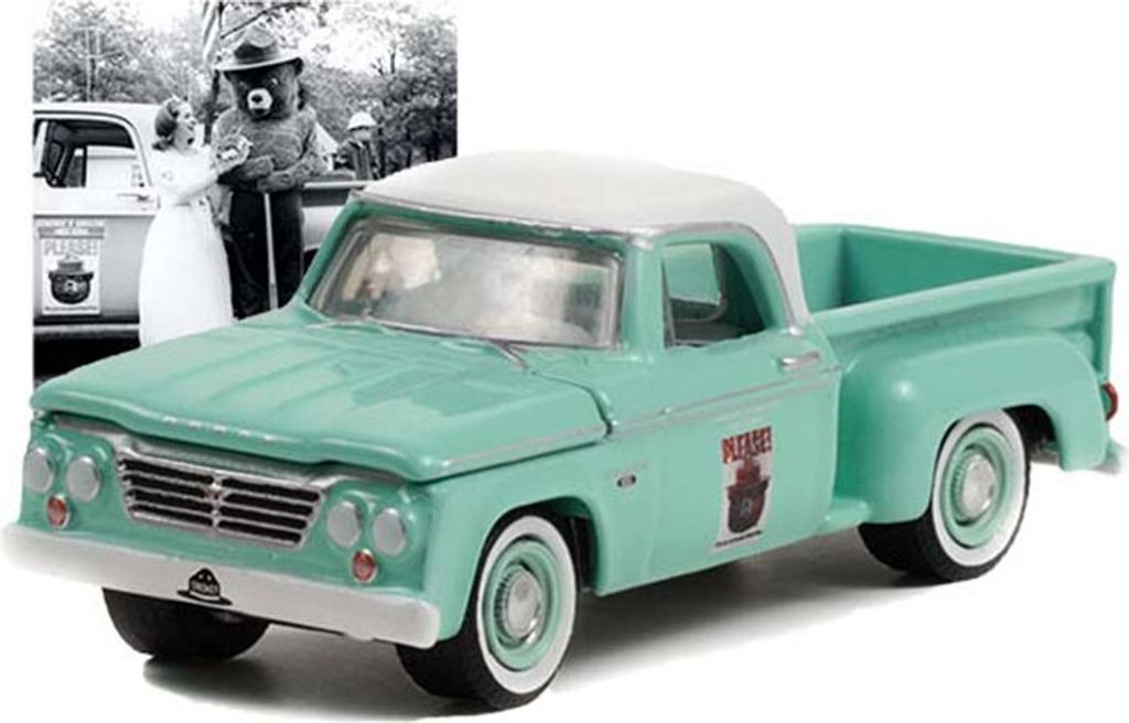 DODGE D-100 1965 aus der SMOKEY BEAR-Serie in Blisterverpackung., GREEN38020-B, Maßstab1/64, GREENLIGHT