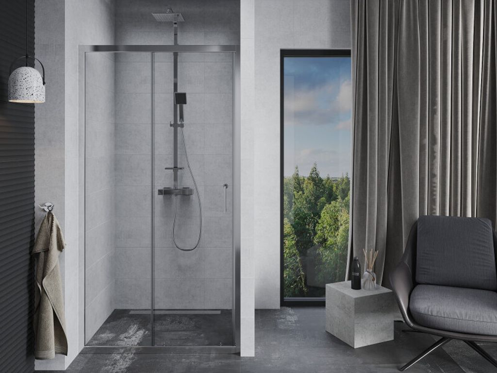 VeeBath Duschwand Aus Sicherheitsglas – 6 Mm Dick, 1400x800 Mm, Chrom, Für Badewanne Mit Schwingtür