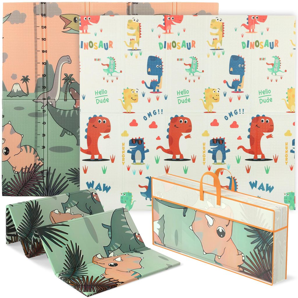 Spielmatte Baby 196 x 176 x 1.5 cm faltbar Doppelseitige Krabbelmatte Mehrfarbig