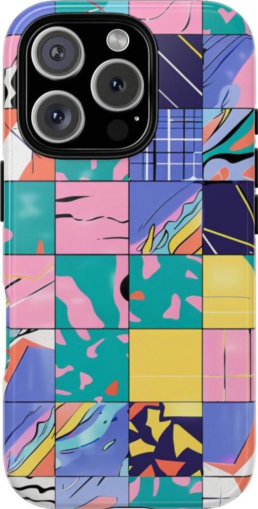 Buntes abstraktes Geometriemuster – Hülle Kompatibel mit iPhone 16 Pro