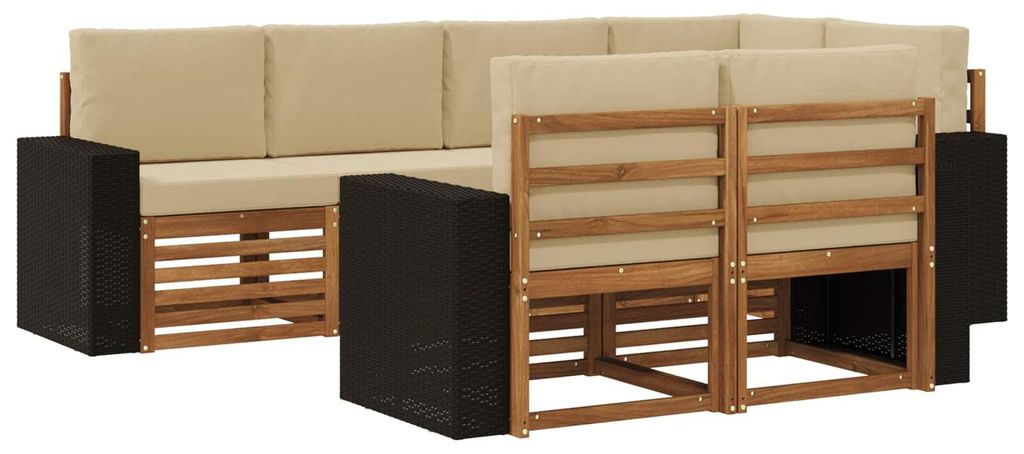 “2026 Modern“ Weiß Ecksofa Set mit Kissen 7 pcs Natur und Beige - Designermöbel 93089 - Gartensofas