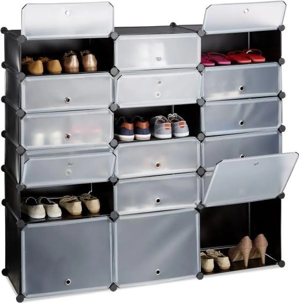 Scarpiera in Plastica a 18 Scomparti - Salvaspazio Modulare per Scarpe