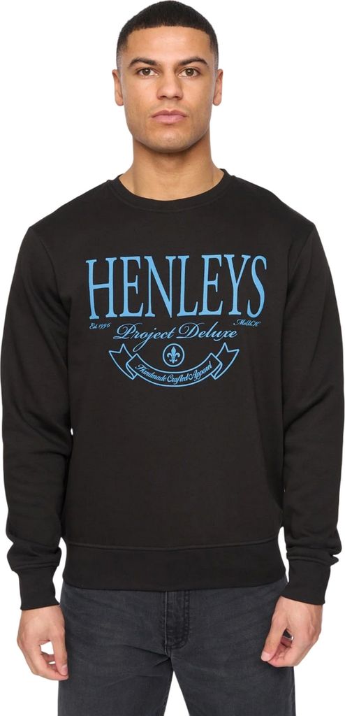 Henleys - "Henbank" Sweatshirt Rundhalsausschnitt für Herren BG2024 (XL) (Schwarz)