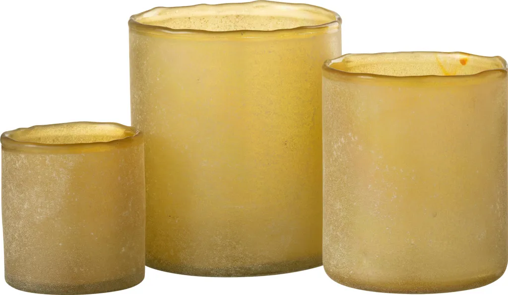 Porte-bougie Verre Jaune Ruby J-Line - Lot de 3 Photophores Décoratifs