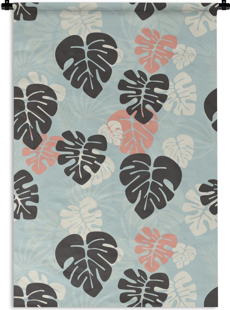 MuchoWow Wandteppich Wandbehang Blätter - Monstera - Hawaii - Muster 90x135 cm Tapisserie Dekoration Wandtuch - Baumwolle - Wandskulptur